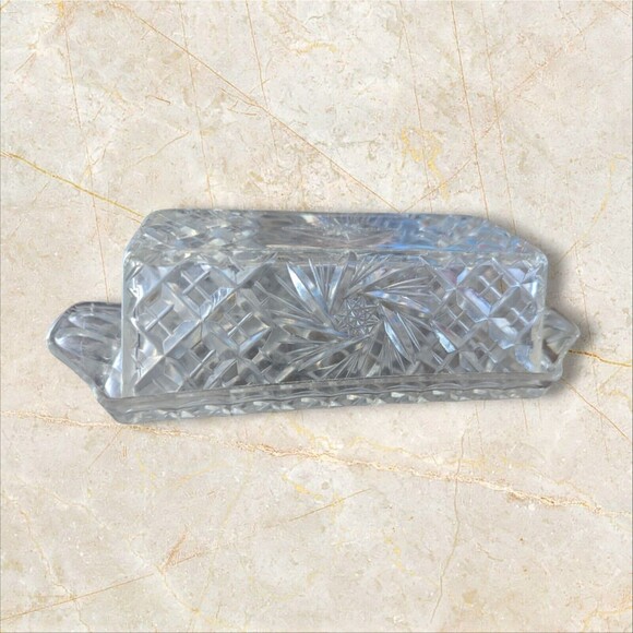Hard Plastic Starburst Butter Dish Keeper Tray Server Lid Diamond Vintage 70s - Picture 1 of 6
